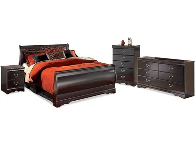 Huey Vineyard Full Sleigh Bed, Dresser, Mirror, Chest and Nightstand