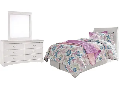 Anarasia Twin Sleigh Headboard, Dresser and Mirror