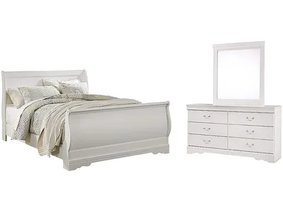 Anarasia Queen Sleigh Bed, Dresser and Mirror