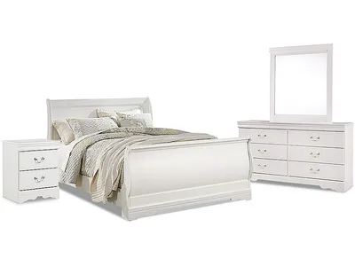 Anarasia Queen Sleigh Bed, Dresser, Mirror and Nightstand
