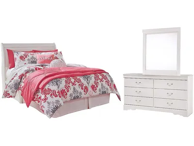 Anarasia Full Sleigh Headboard, Dresser and Mirror