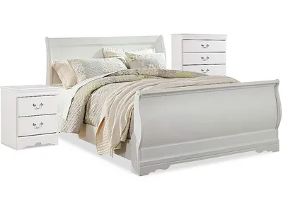 Anarasia Queen Sleigh Bed with Chest of Drawers and Nightstand