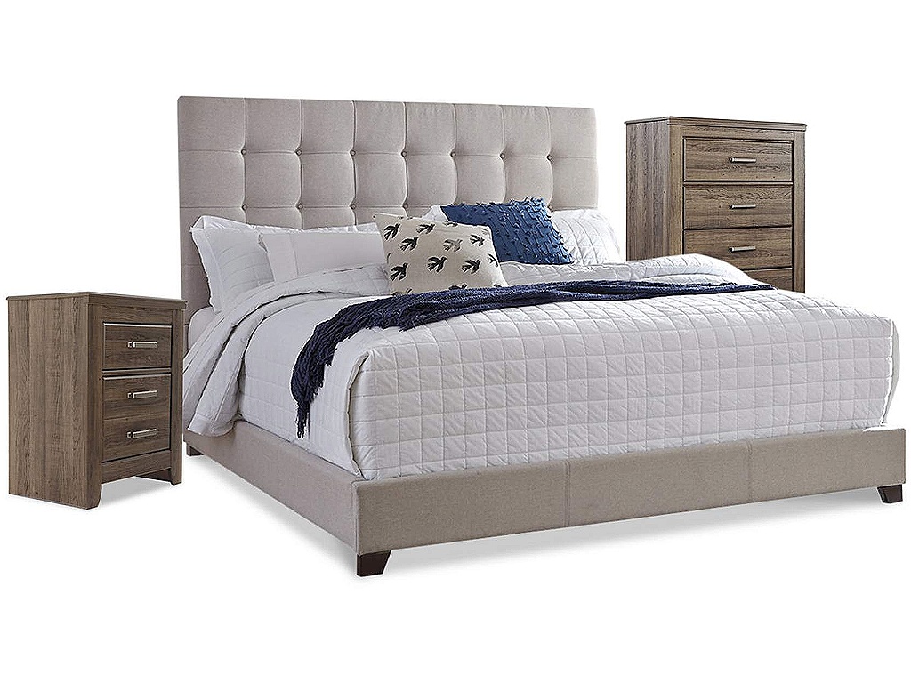 Dolante Queen Upholstered Bed with Chest of Drawers and Nightstand - main image