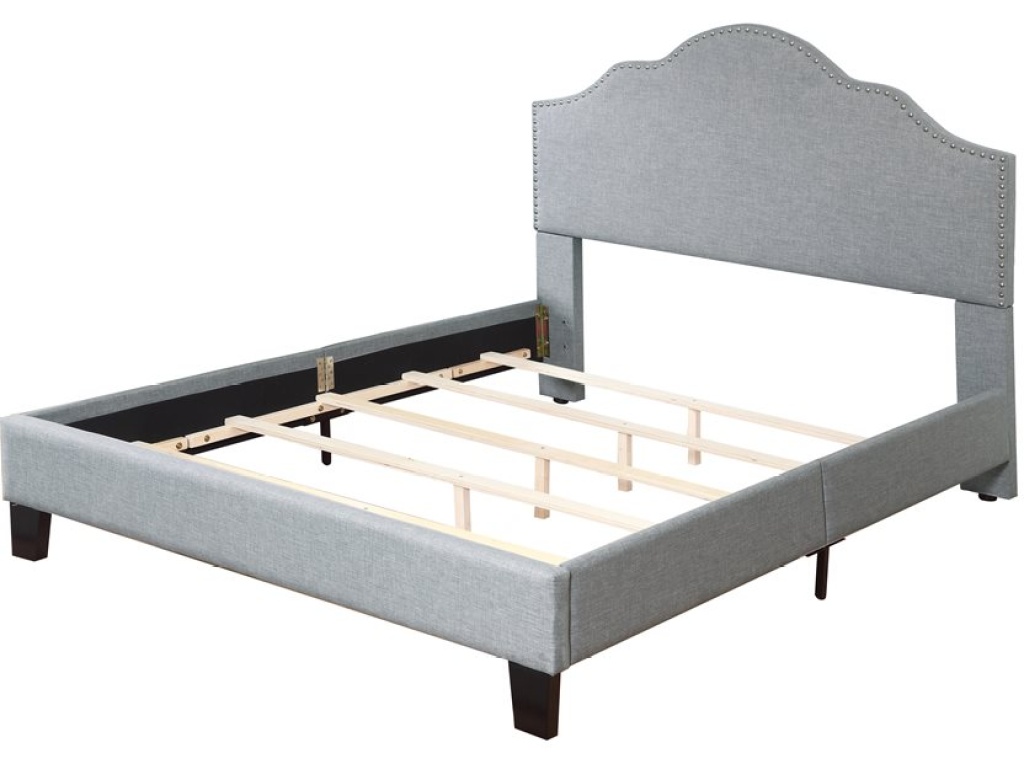Full Upholstered Headboard-Footboard-Rails-Light Grey - image 3