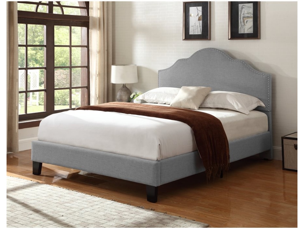 Full Upholstered Headboard-Footboard-Rails-Light Grey - image 5