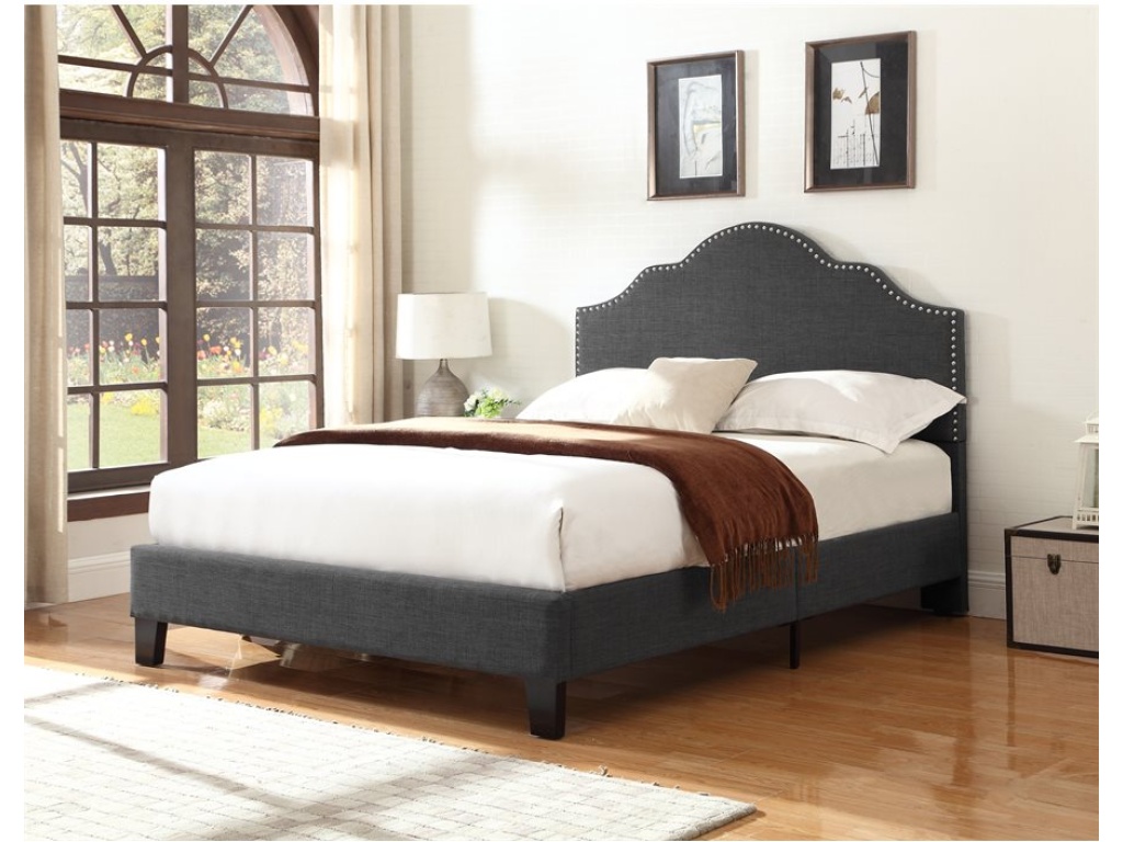 Queen Upholstered Headboard-Footboard-Rails-Charcoal - image 5