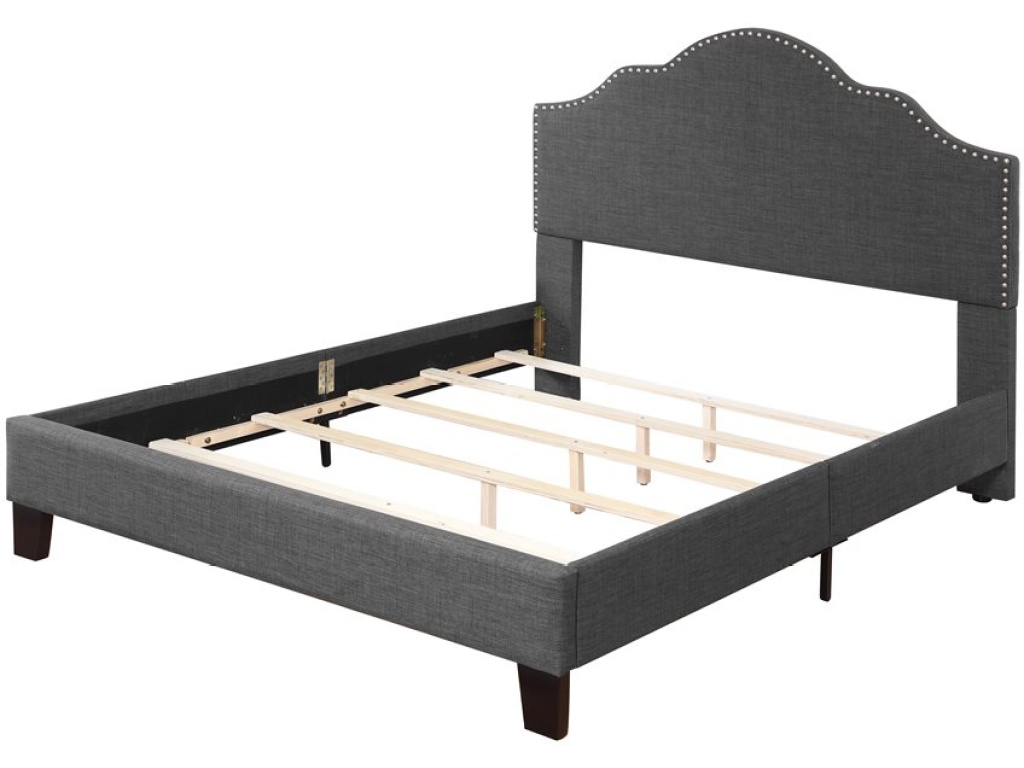 King Upholstered Headboard-Footboard-Rails-Charcoal - image 2