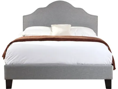 Cal King Upholstered Headboard-Footboard-Rails-Light Grey