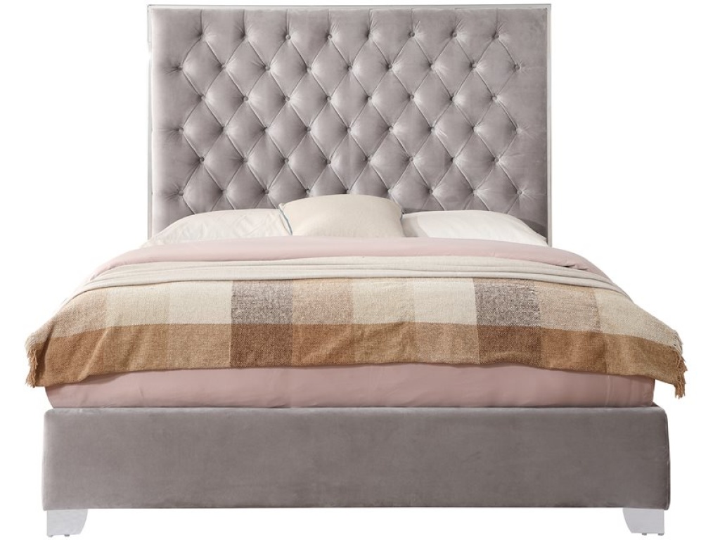 Lacey-Complete Queen Upholstered Bed-Grey - main image