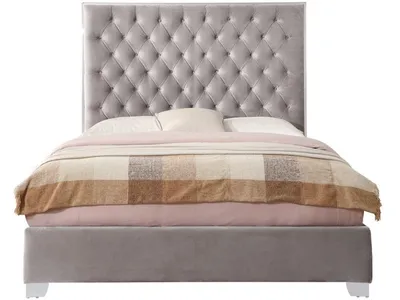 Lacey-Complete Queen Upholstered Bed-Grey