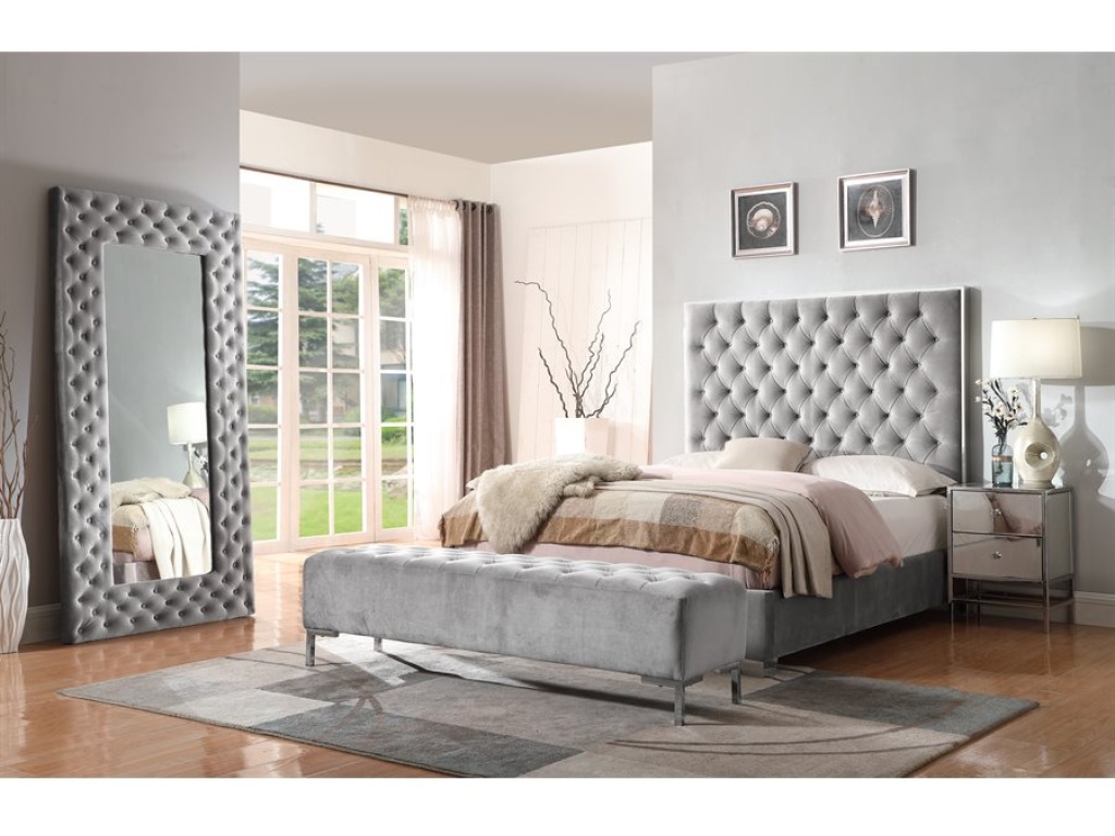 Lacey-Complete Queen Upholstered Bed-Grey - image 4