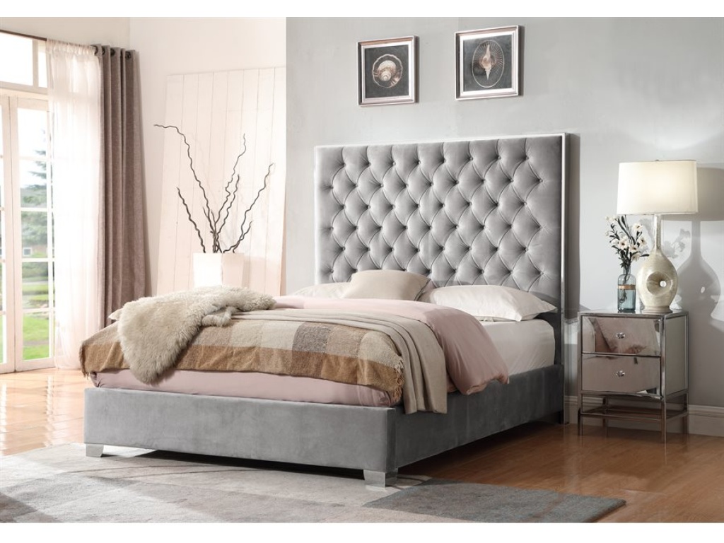 Lacey-Complete Queen Upholstered Bed-Grey - image 5