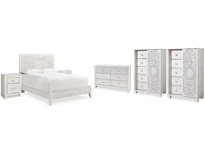 Paxberry Queen Panel Bed, Dresser, 2 Chests and 2 Nightstands