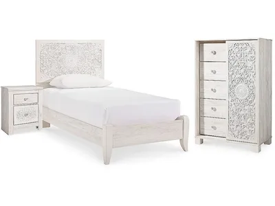 Paxberry Twin Panel Bed, Chest and Nightstand