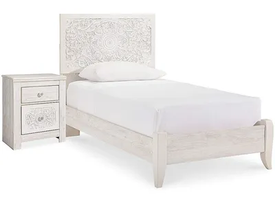 Paxberry Twin Panel Bed and Nightstand
