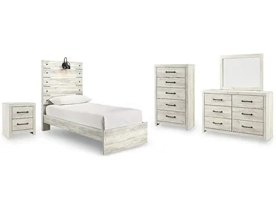 Cambeck Twin Panel Bed, Dresser, Mirror, Chest, and Nightstand
