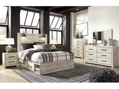 Cambeck Queen Panel Storage Bed, Dresser, Mirror, 2 Chests and 2 Nightstands