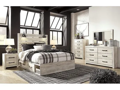 Cambeck Queen Panel Bed with Storage, Dresser, Mirror, Chest and Nightstand