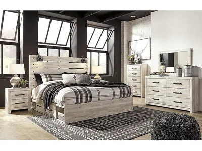 Cambeck King Panel Bed with Storage, Dresser, Mirror, Chest and 2 Nightstands