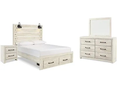 Cambeck Queen Panel Storage Bed, Dresser, Mirror and Nightstand