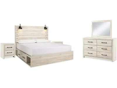 Cambeck King Storage Bed, Dresser, Mirror and 2 Nightstands