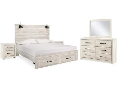 Cambeck King Storage Bed, Dresser, Mirror and 2 Nightstands