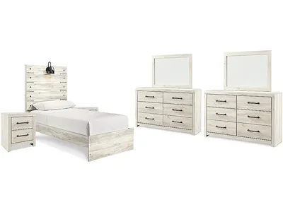 Cambeck Twin Panel Bed, 2 Dressers, 2 Mirrors and 2 Nightstands