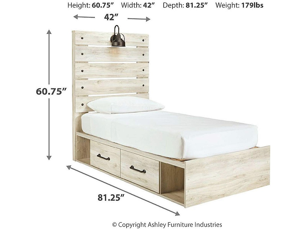 Cambeck Twin Panel Bed with 2 Storage Drawers - image 3