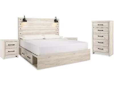 Cambeck King Panel Bed with Storage, Chest and 2 Nightstands