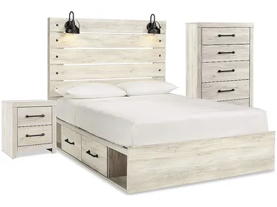 Cambeck Queen Panel Bed with Storage, Chest and Nightstand