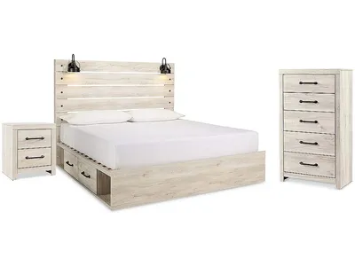 Cambeck King Panel Bed with Storage, Chest and Nightstand