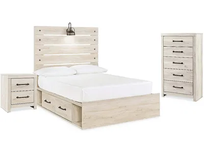 Cambeck Full Panel Bed with Storage, Chest and Nightstand