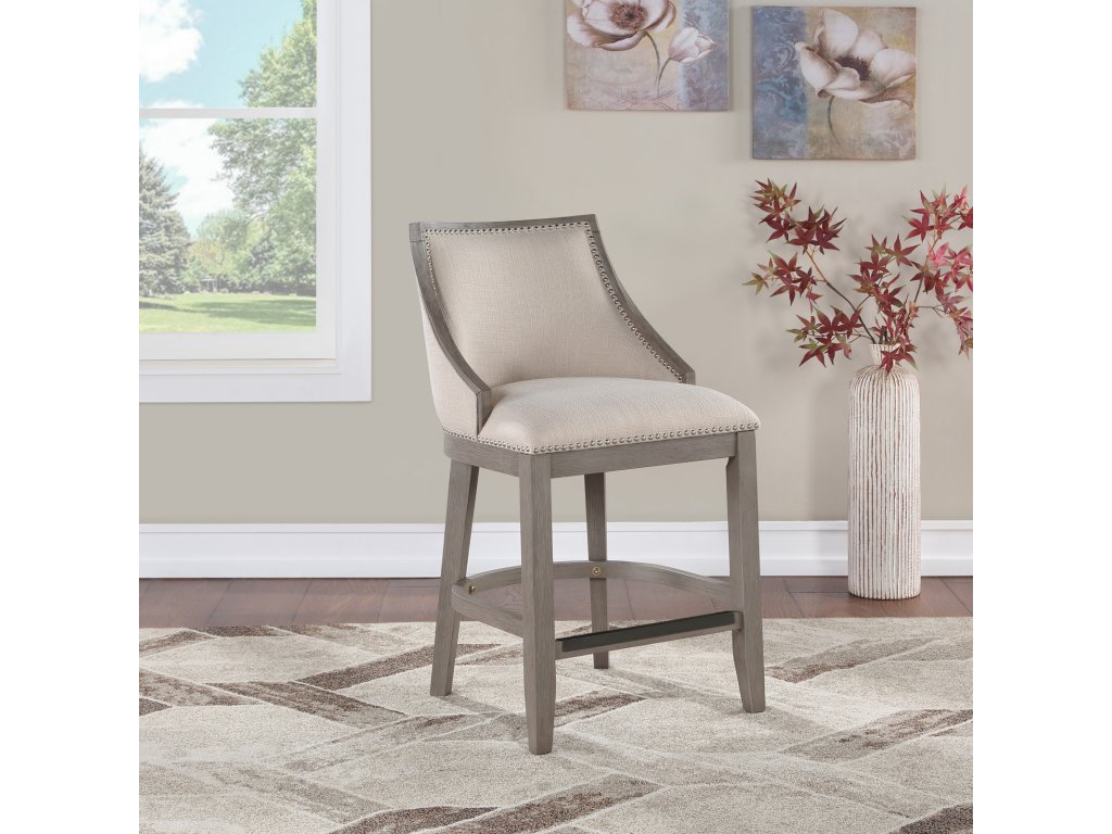 B2-240 Keller Barstool Wood Stool W/ Fabric And Nailhead Trim - main image