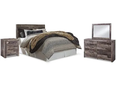 Derekson Queen Panel Headboard, Dresser, Mirror and Nightstand