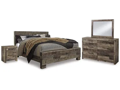 Derekson King Panel Bed, Dresser, Mirror and Nightstand