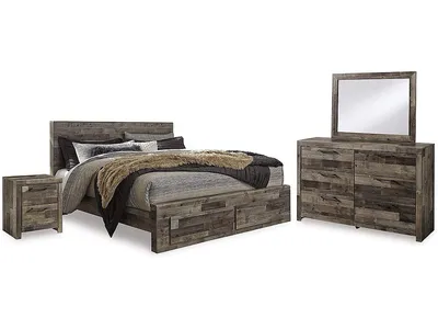 Derekson King Storage Bed, Dresser, Mirror and 2 Nightstands