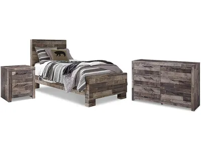 Derekson Twin Panel Bed, Dresser and Nightstand