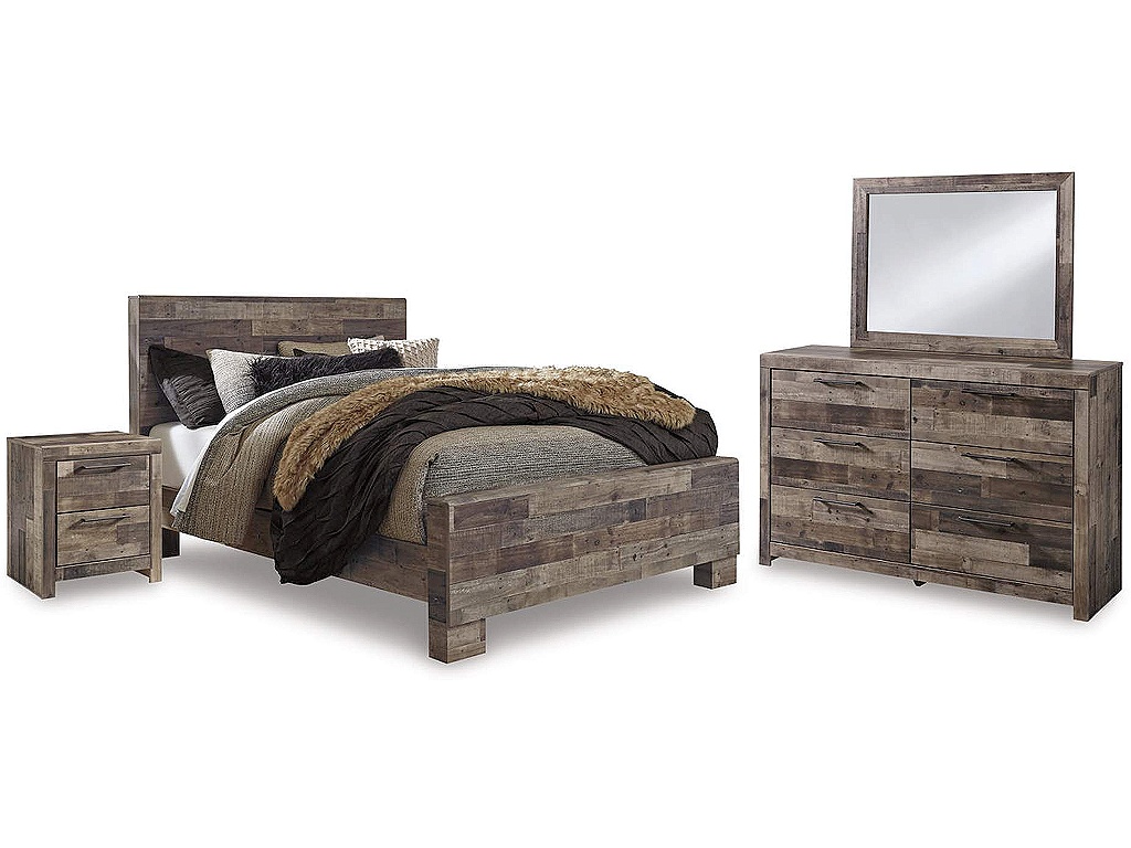 Derekson Queen Bed with Mirrored Dresser and Nightstand - main image