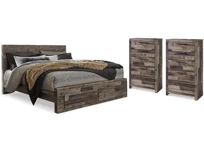 Derekson Queen Storage Bed and 2 Chests
