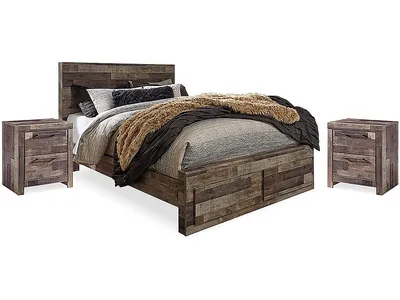 Derekson Queen Panel Storage Bed and 2 Nightstands