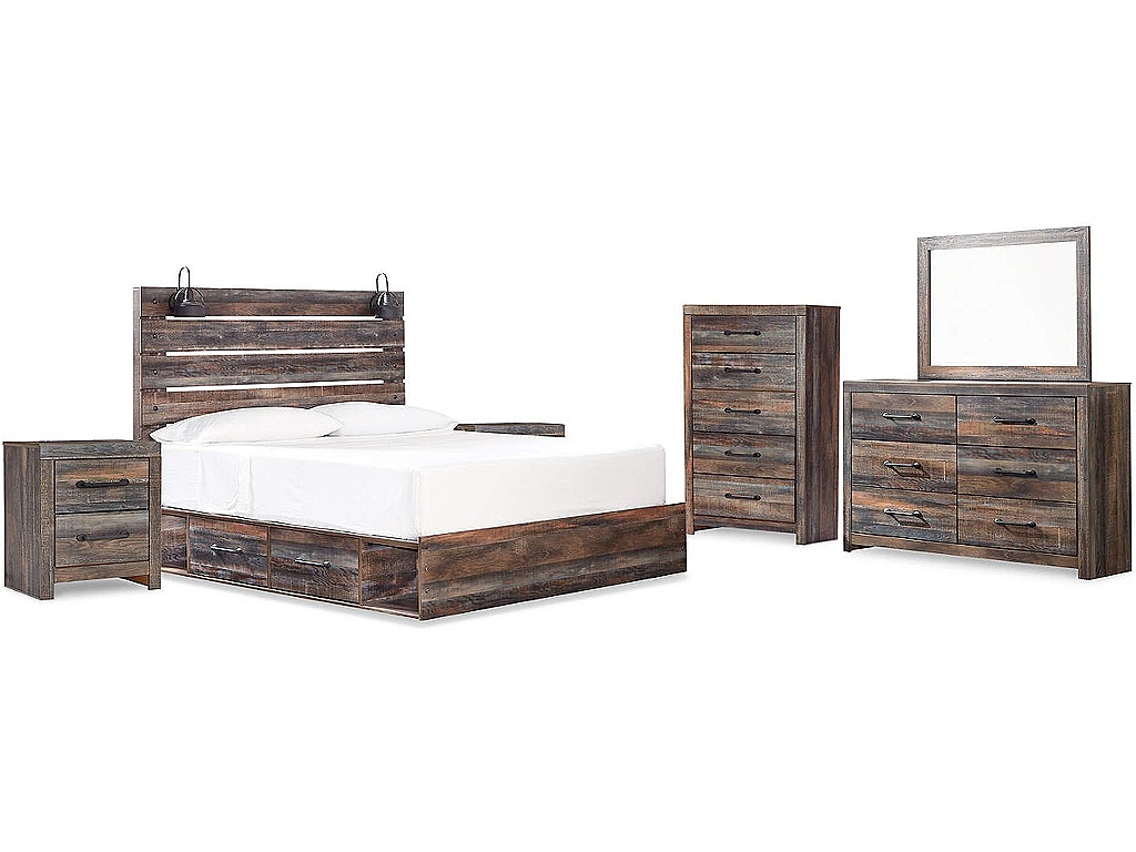 Drystan King Panel Bed with Storage, Dresser, Mirror, Chest and 2 Nightstands - image 1