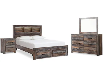 Drystan Queen Bookcase Storage Bed, Dresser, Mirror and Nightstand