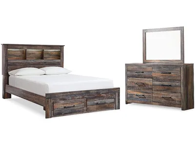 Drystan Full Bookcase Storage Bed, Dresser and Mirror