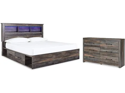 Drystan King Bookcase Storage Bed and Dresser