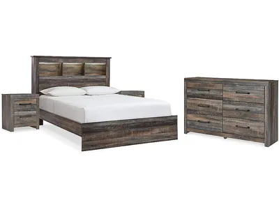 Drystan Queen Bookcase Bed, Dresser and 2 Nightstands