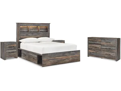 Drystan Twin Bookcase Bed with 2 sided Storage, Dresser and Nightstand