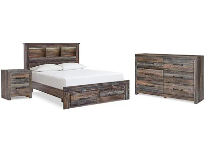 Drystan Full Bookcase Bed, Dresser and Nightstand