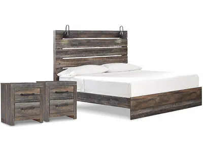 Drystan King Panel Bed and 2 Nightstands