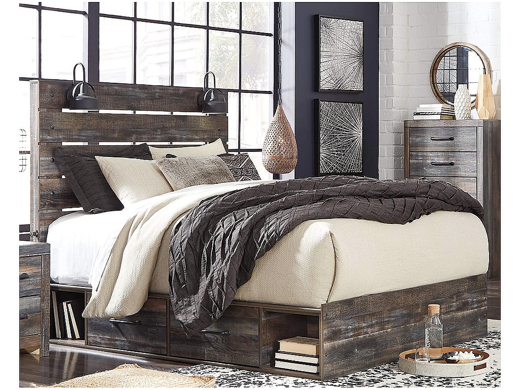 Drystan Queen Panel Bed with Storage, Chest and Nightstand - main image