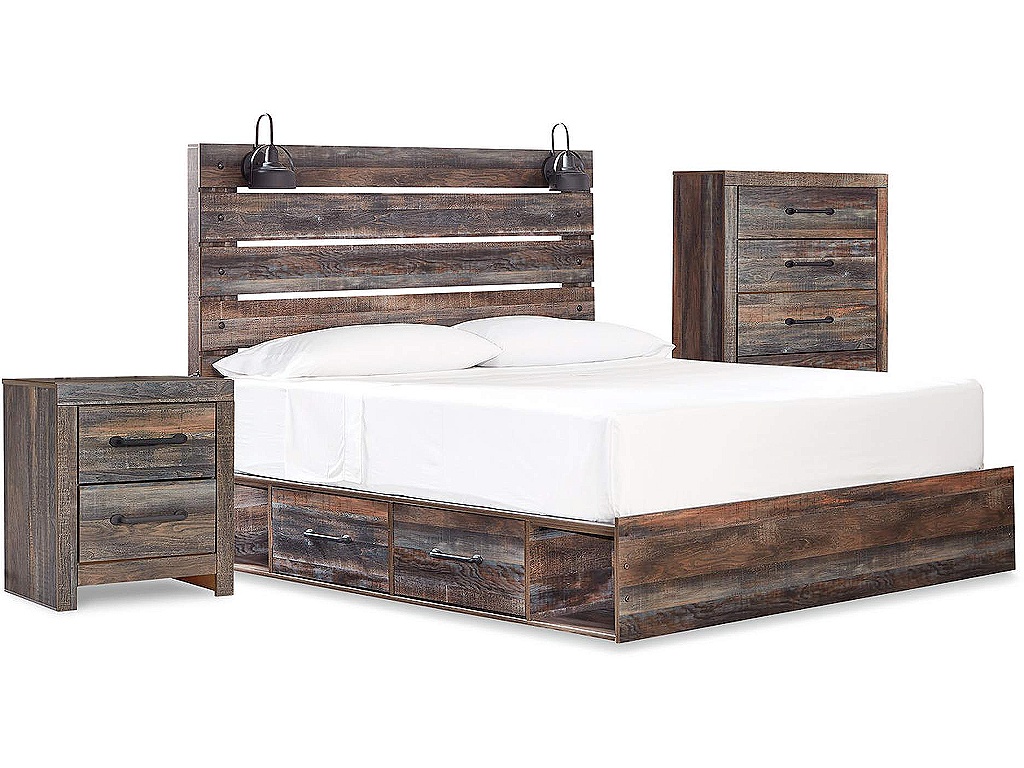 Drystan Queen Panel Bed with Storage, Chest and Nightstand - image 1